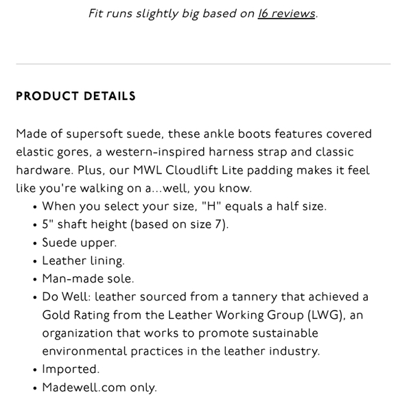 MADEWELL The Santiago Western Ankle Boot (W8.5) - Picture 3 of 7